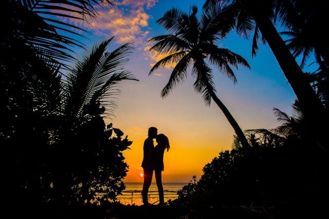 Couple in the sunset of Anguilla